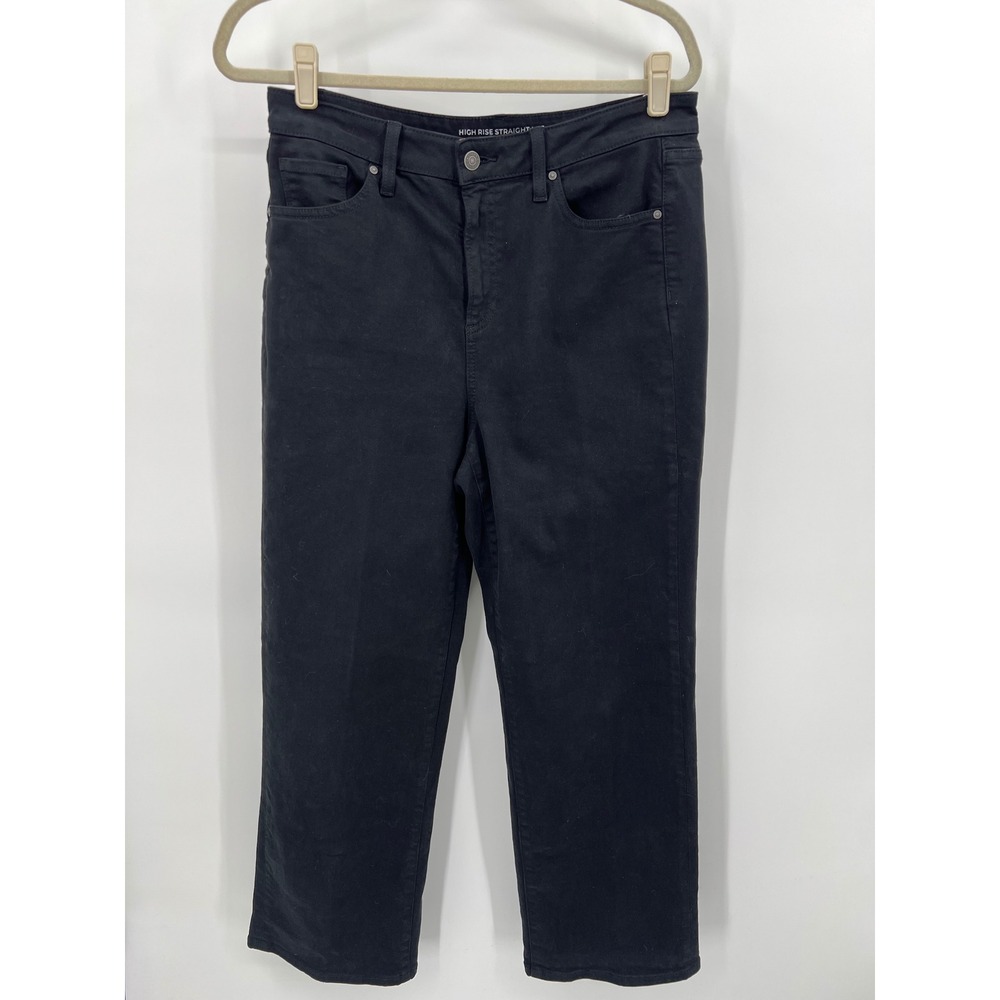 Chico's High Rise Straight Wide Leg Jeans Black Denim Size 1.5R US 10R‎